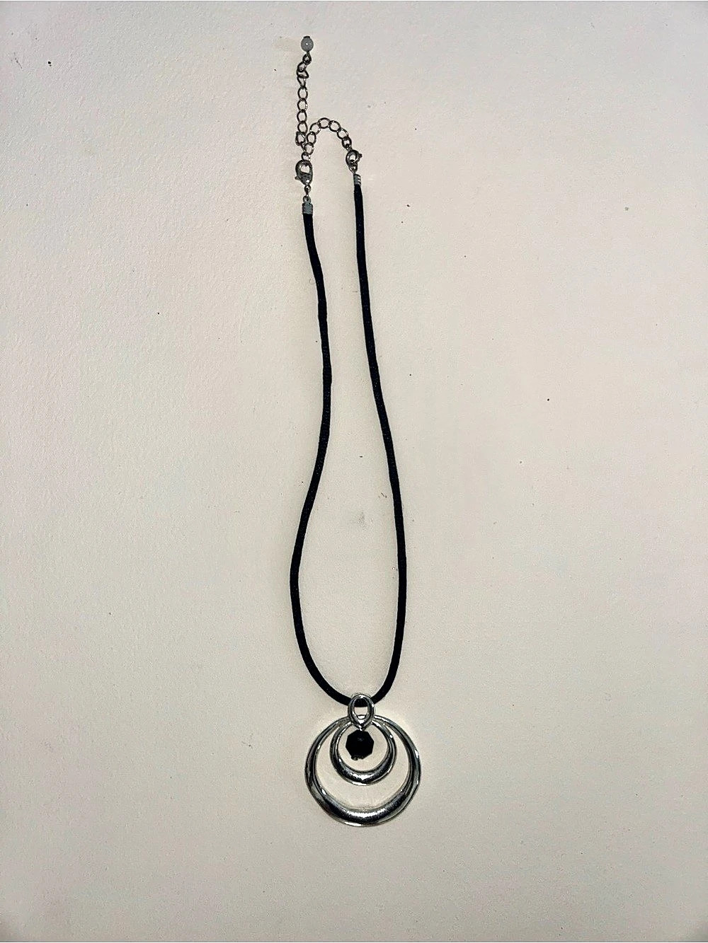 Silver & Black Pendant Necklace Like New